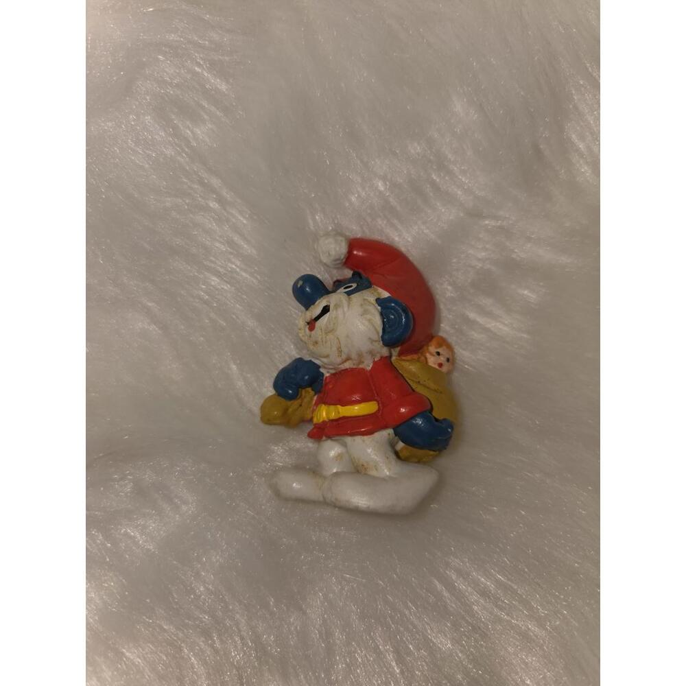 Vintage 1981 Schleich Christmas Papa Smurf Figurine with Sack